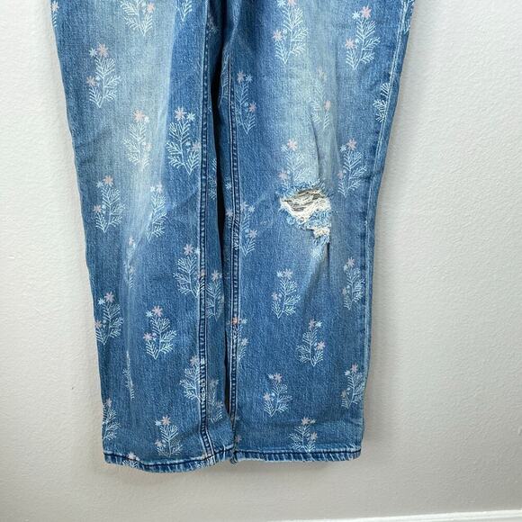 ANTHROPOLOGIE Pilcro Painters Denim Overalls Floral Shabby Chic Size 30 NWT New - Picture 9 of 13